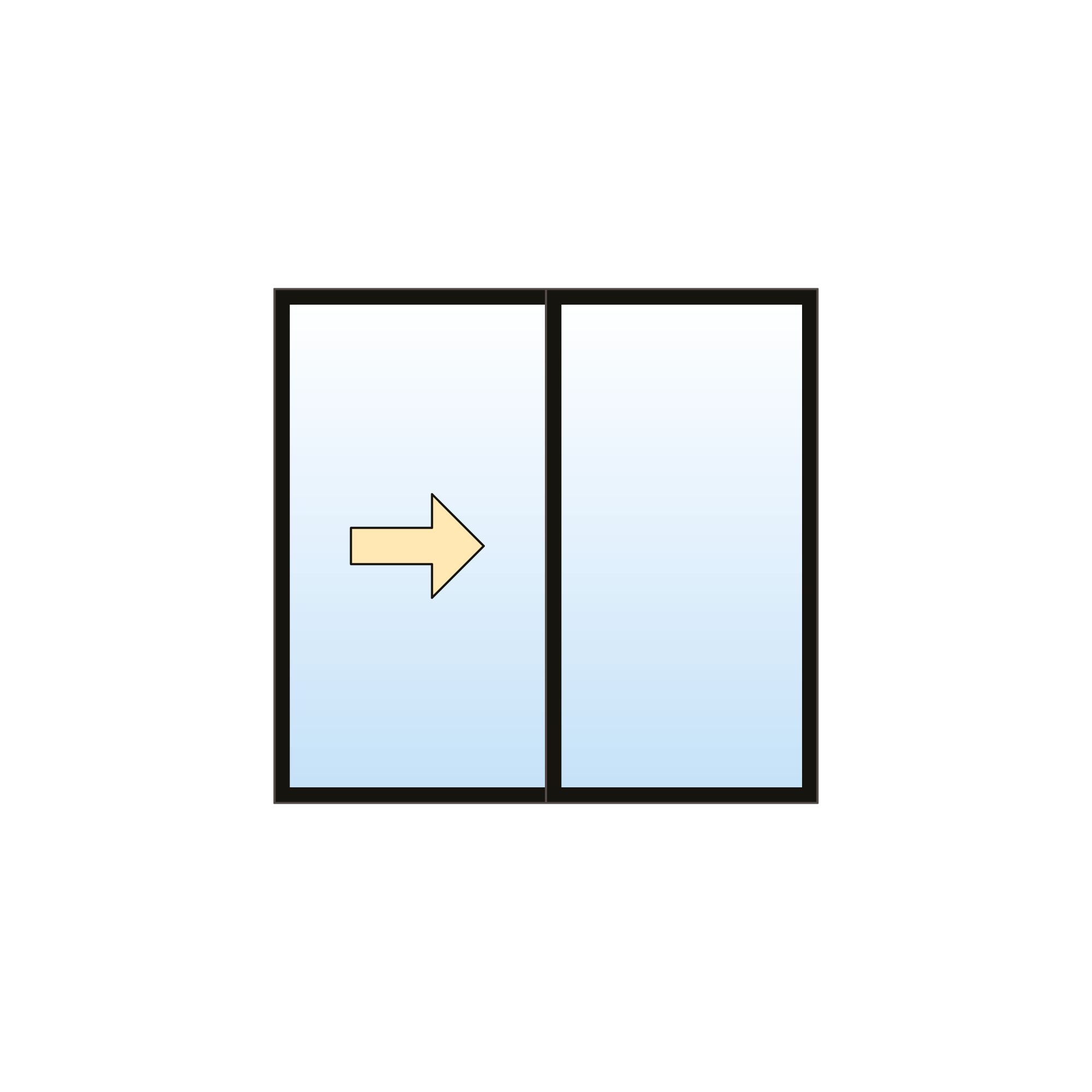 Fenêtre hybride - Coulissant simple - 2 sections gauche - fixe