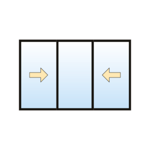 Fenêtre hybride - Coulissant simple - 3 sections gauche fixe - droit