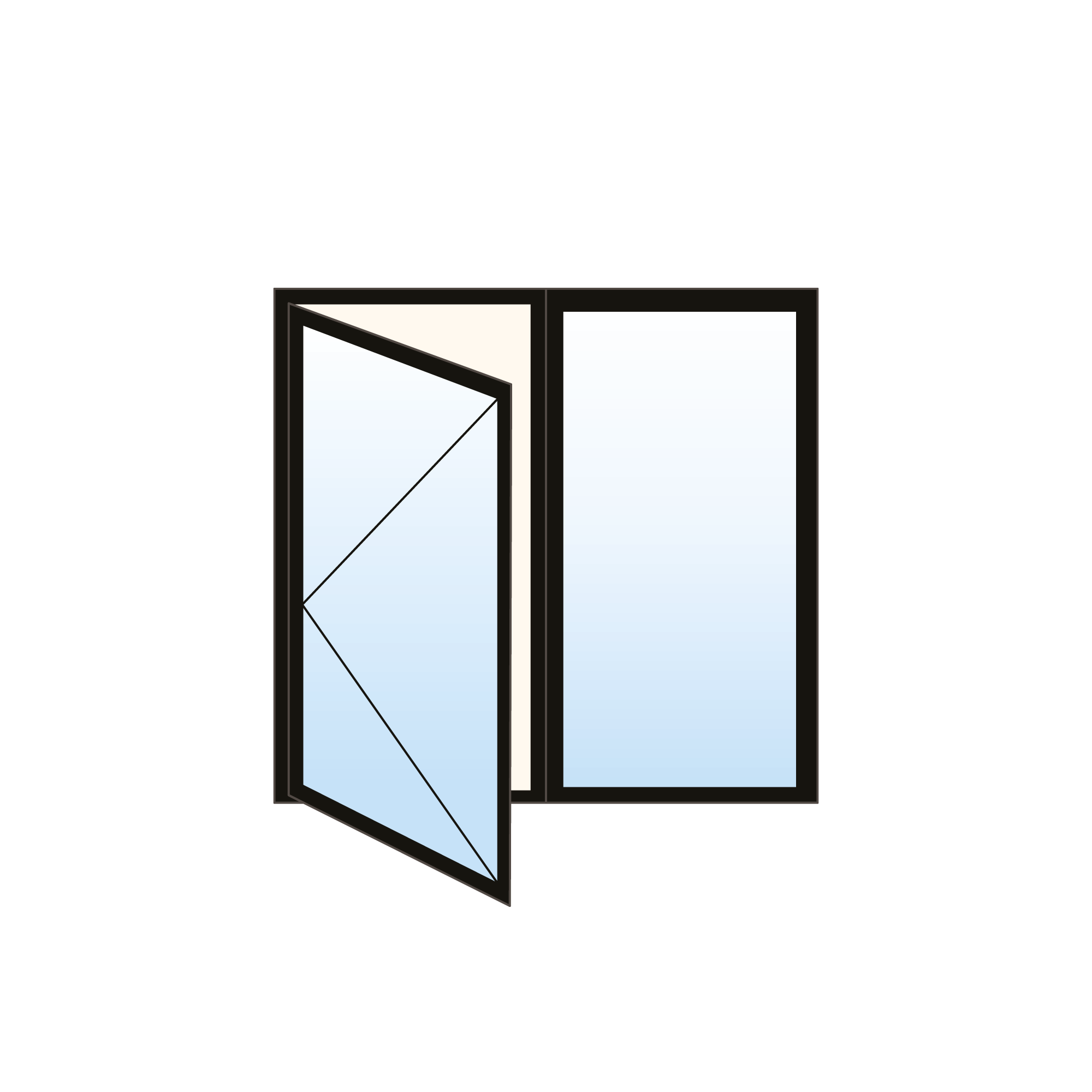 Fenêtre à battant en PVC - 2 sections gauche fixe