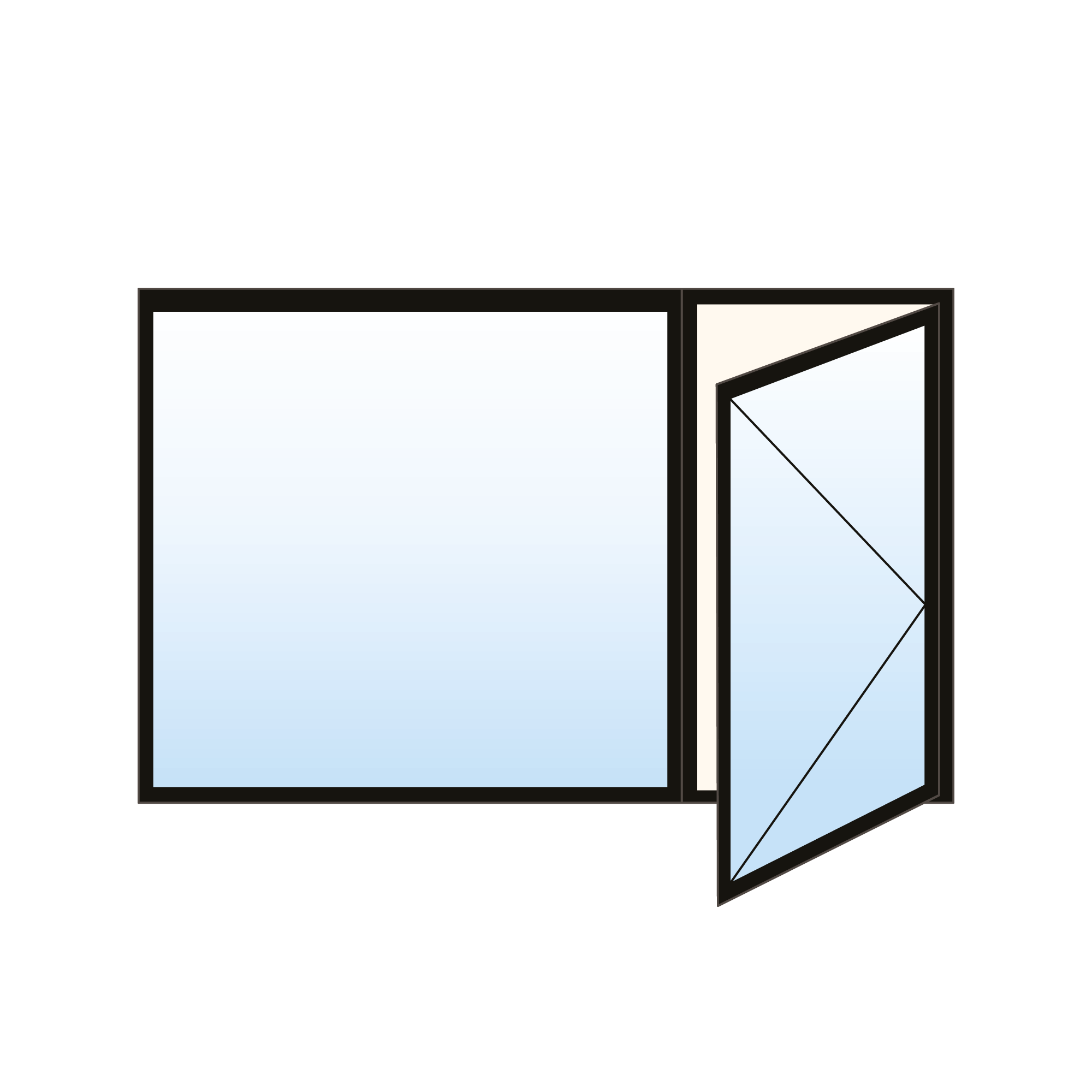 Fenêtre à battant en PVC - 2 sections inégales fixe droit