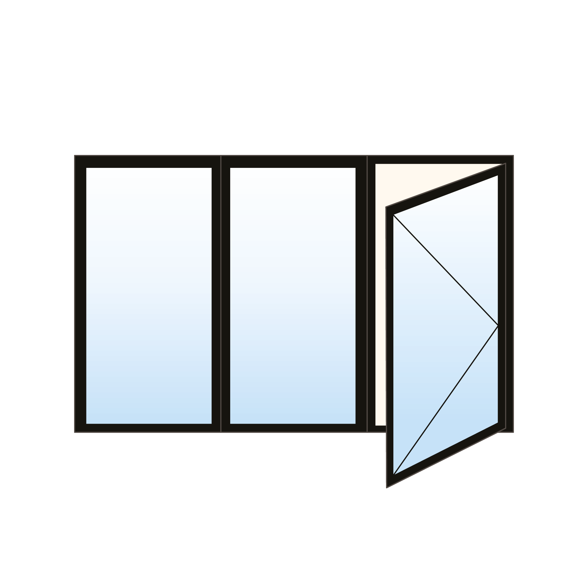 Fenêtre à battant en PVC -3 sections fixe fixe droit