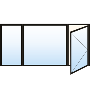 Fenêtre à battant en PVC - 3 sections inégales fixe fixe droit