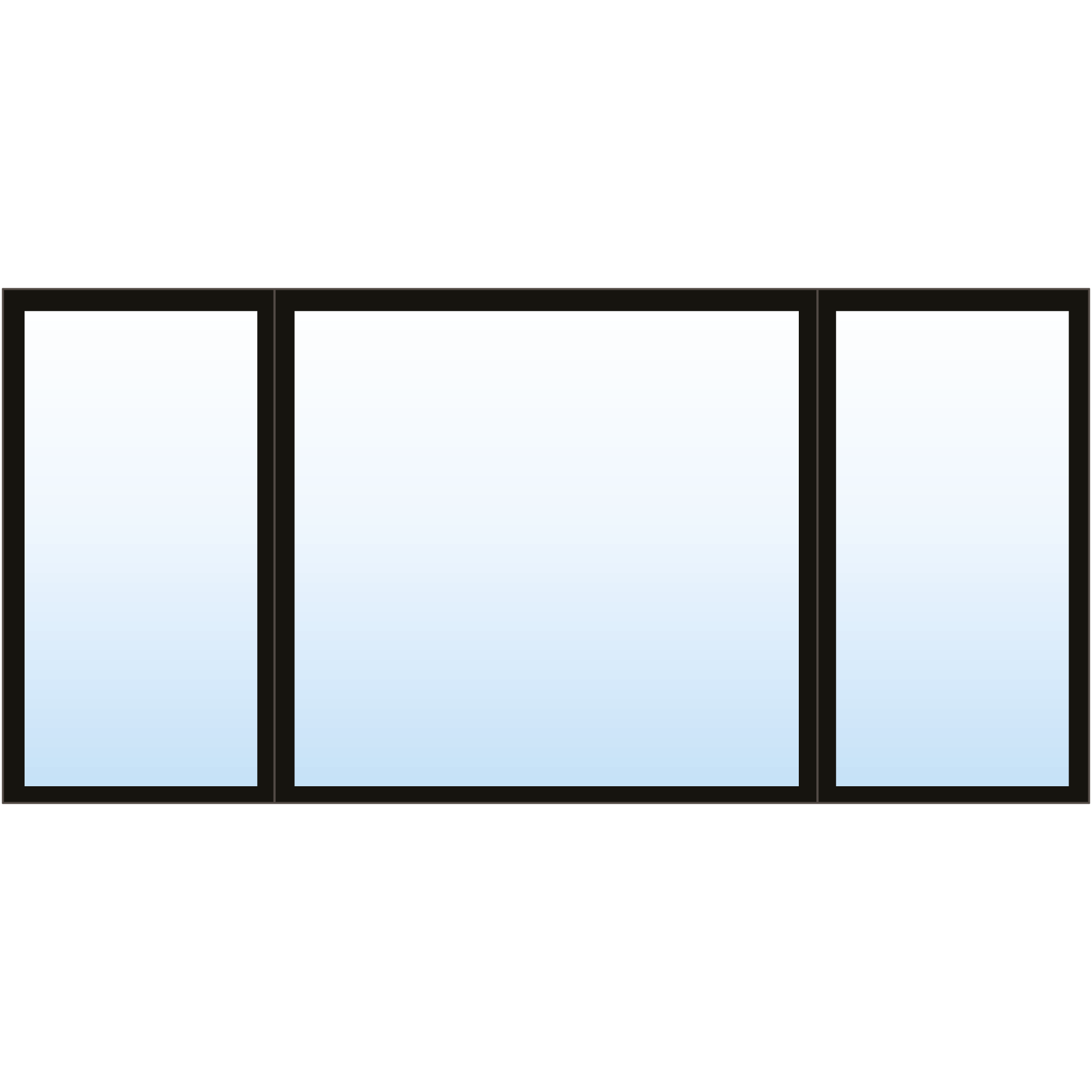 Fenêtre à battant en PVC - 3 sections inégales fixe fixe fixe