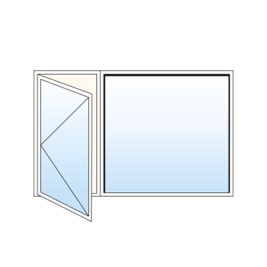 Fenêtre à battant en PVC - 2 sections inégales gauche fixe
