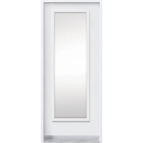 Porte d'acier avec verre clair - 21x65 contemporain blanc